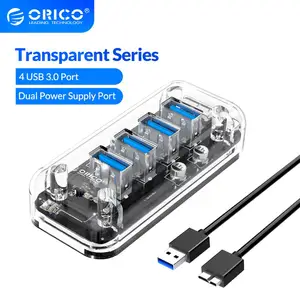 orico usb3 0 hub multiple shapes 4 7 port high speed splitter micro usb power port for laptop pc otg adapter transparent series free global shipping