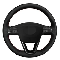 car steering wheel cover diy black artificial leather for seat leon 5f mk3 2013 2019 ibiza 6j tarraco arona ateca alhambra