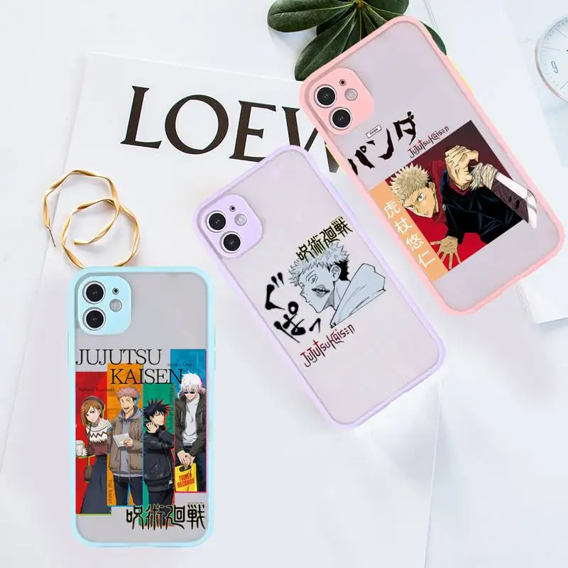 

Jujutsu Kaisen Japan Anime Phone Case For iPhone 12 11 Mini Pro XR XS Max 7 8 Plus X Matte transparent Purple Back Cover