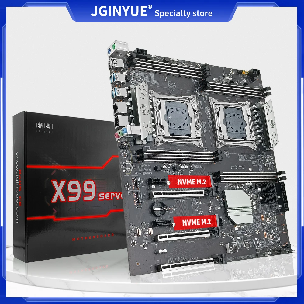 

Материнская плата JGINYUE X99 с двумя процессорами, LGA 2011-3, поддержка Xeon E5 V3 & V4, процессор ЦПУ, DDR4, ECC, Память ОЗУ, восьмиканальная стандартная