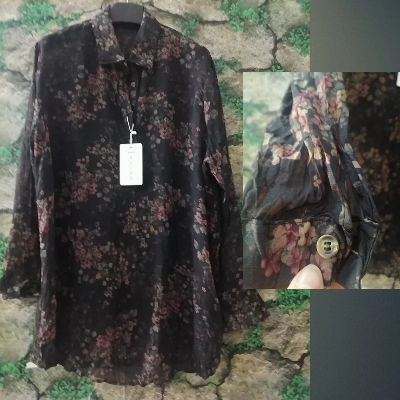 Мягкая Повседневная рубашка с длинным рукавом блузка цветочным принтом верхняя