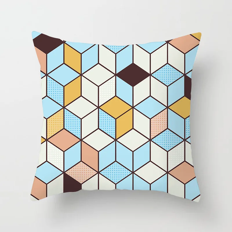 Высококачественный Цветной Геометрический Чехол На Подушку из Льна Скандинавского Стиля для Автомобиля, Дивана, Кровати, Декора Дома, Подушка с Геометрическим Принтом.