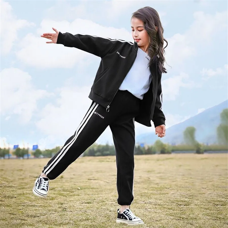 Комплект одежды для девочек весна-осень 2020 спортивный костюм с длинными рукавами