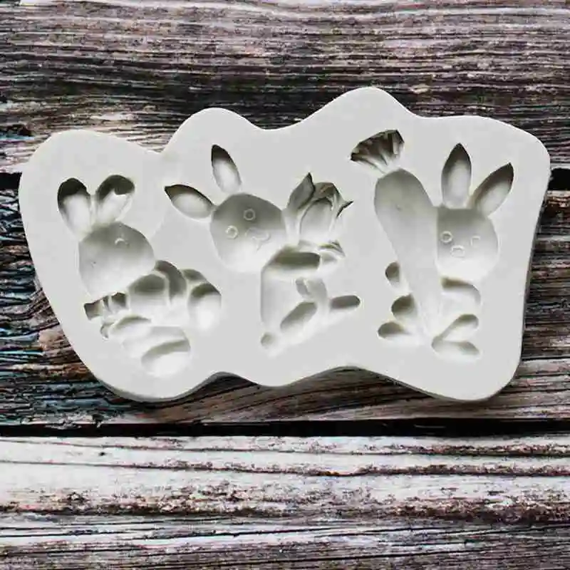 

Easter Bunny Silicone Fondant Mold Diy Clay Plaster Wax Baking Mold Utensil P0Y5