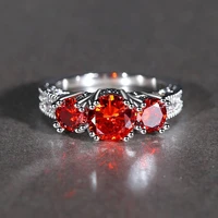 red blue and white tri color zircon ring three body red blue rose gold color crystal ladies female zircon jewelry best gift