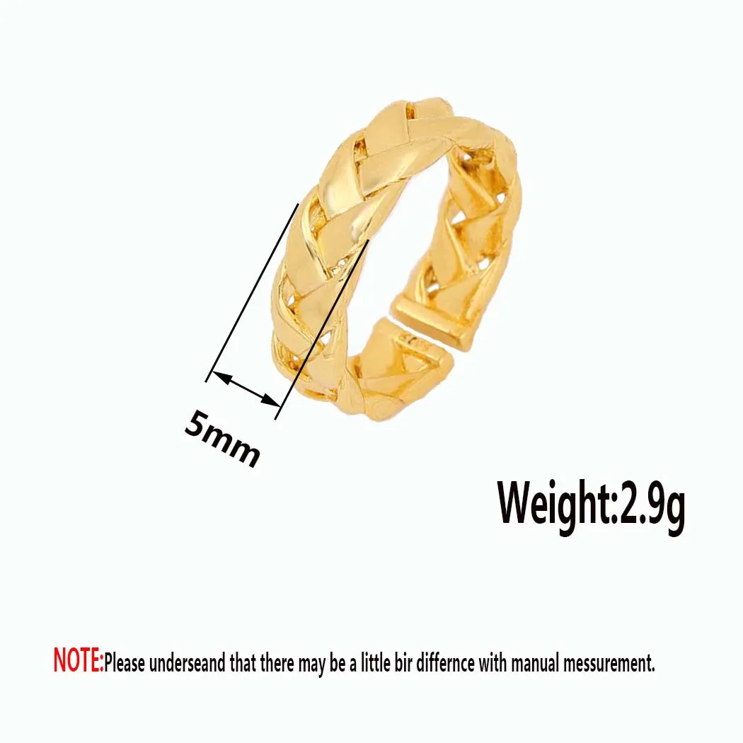 Модное кольцо неправильной формы золотого цвета гладкое регулируемое Открытое