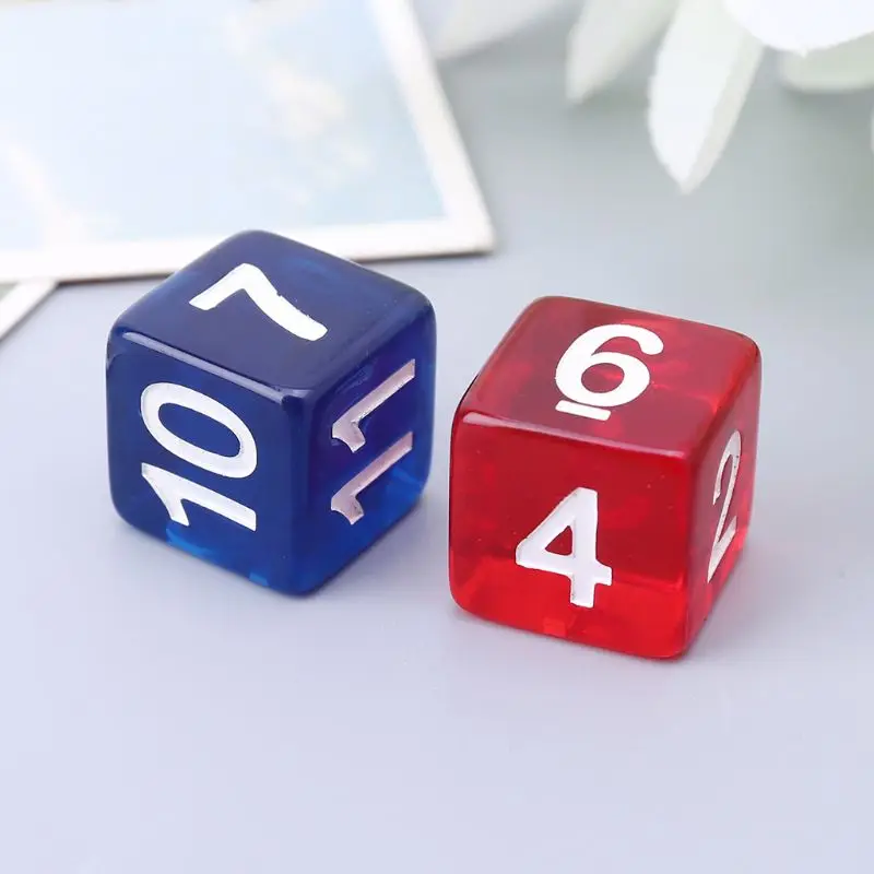 

2pcs Six Sided Polyhedral Dice Beads Digital Square Edged Acrylic Dice for Club Board Game
