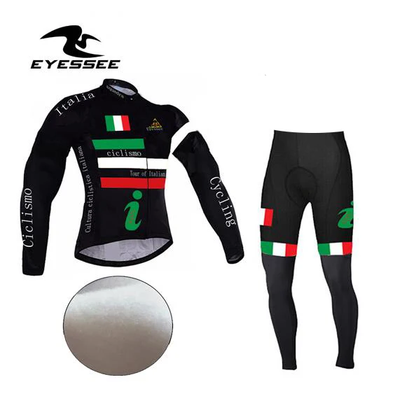 Long suit Eyessee, Зимняя Теплая Флисовая велосипедная одежда, профессиональная итальянская велосипедная одежда, одежда для горного велосипеда, набор Джерси, Ropa Ciclismo - Цвет: Long suit