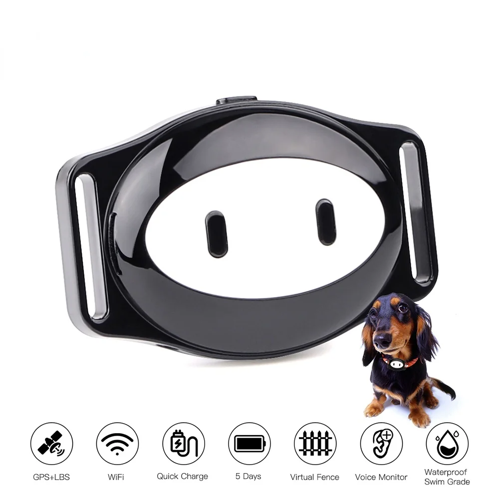 

Pet GPS Tracker Dog Collar Waterproof IP68 5Days Standby Geo-fence Mini GPS Tracker Cat GPS Collar Voice Call WiFi+LBS FREE APP