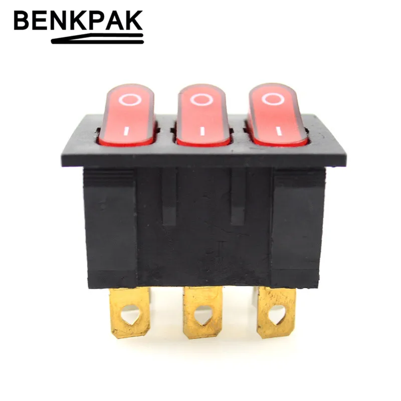 KCD2 302N трехсторонний переключатель с подсветкой 9 контактов|switch ir|switch handswitch contactor |
