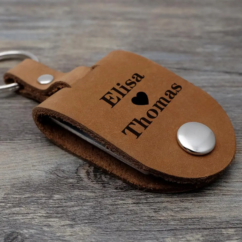 Кожаный брелок для ключей на заказ индивидуальный фото подарок парня ключевая