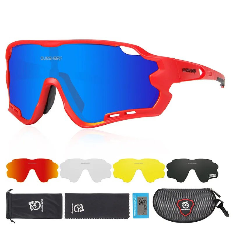 As Picture Showed Queshark HD поляризованные велосипедные очки для мужчин и женщин 5 линз MTB дорожный велосипед TR90 рама - Цвет: As Picture Showed