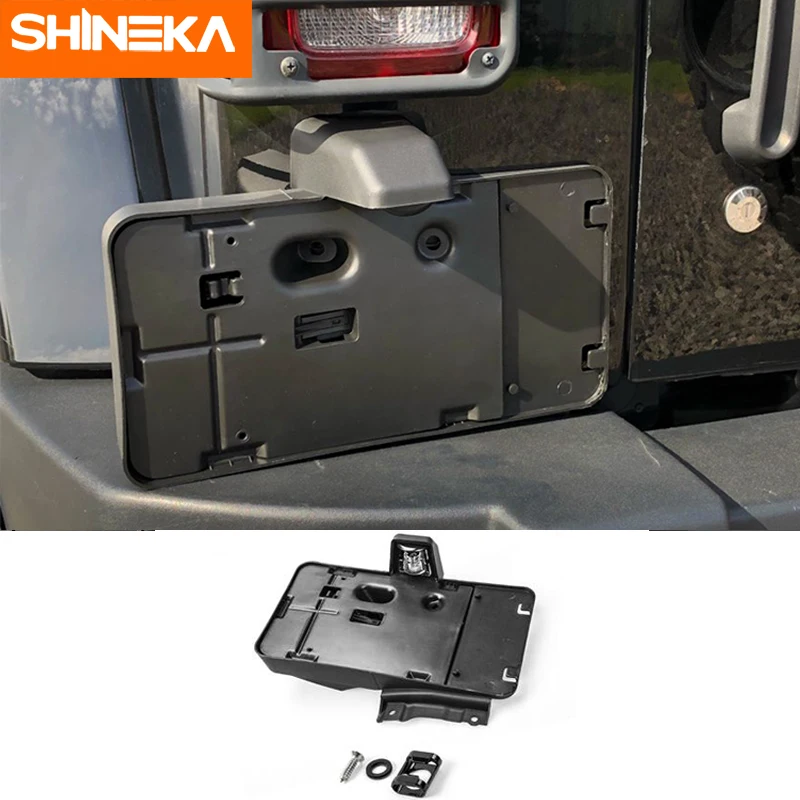 

SHINEKA ABS Car Exterior Rear License Plate Bracket Holder With 12V Light Decoration For Jeep Wrangler 2007-2017 Car Styling