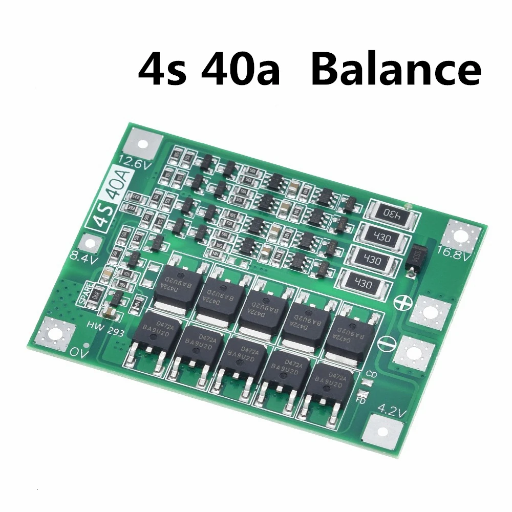 3 S/4S 40A 60A литий-ионный аккумулятор Защитная плата 18650 BMS для электродвигателя 11,1 V 12,6 V/14,8 V 16,8 V - Цвет: 4s 40a balanced