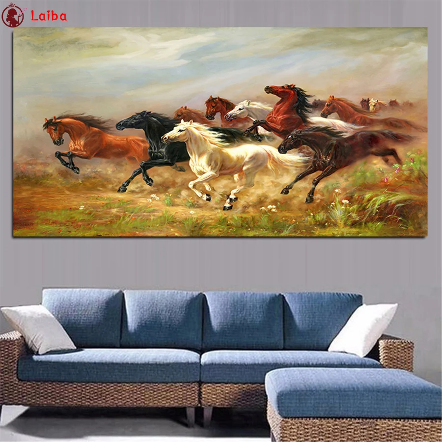

diamond embroidery Abstract art, colorful running horse illustration diamond painting cross stitch 5d full square round drill 5d
