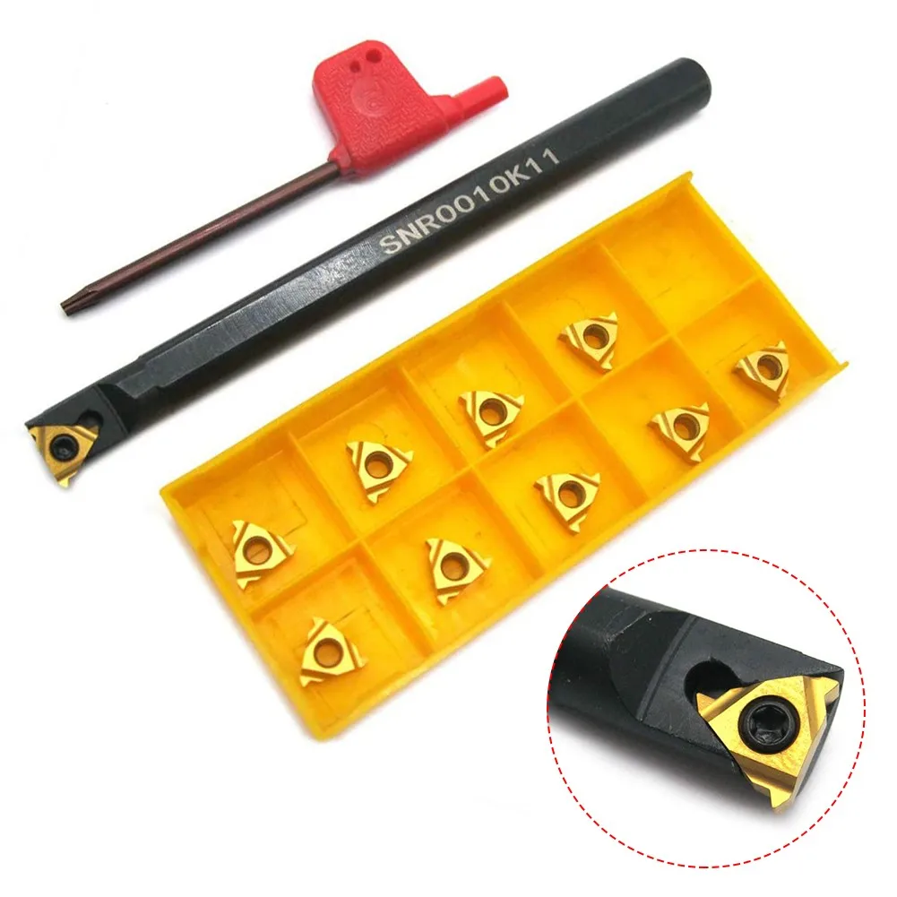 

CNC Threading Lathe Boring Bar Turning Tool Holder SNR0010K11 + 10Pcs 11IR AG60 Inserts Blades For Lathe Turning Machine
