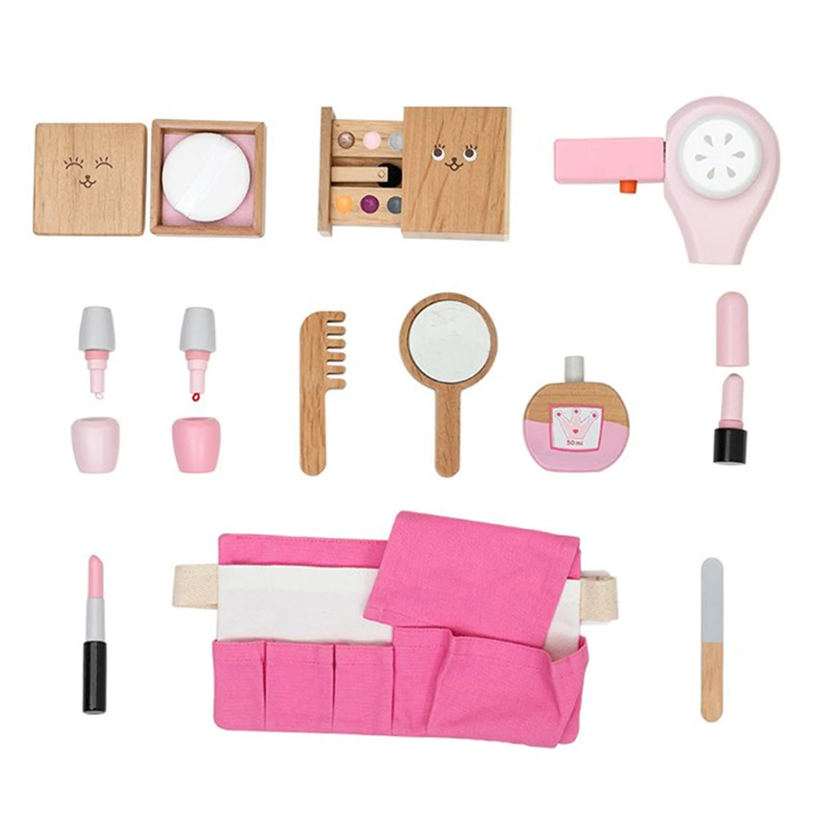

Girls Makeup Playset Wooden Beauty Salon Pretend Play Toys Kit Imulation Hair Dryer Barber Scissors Toys Kit For Children Gifts