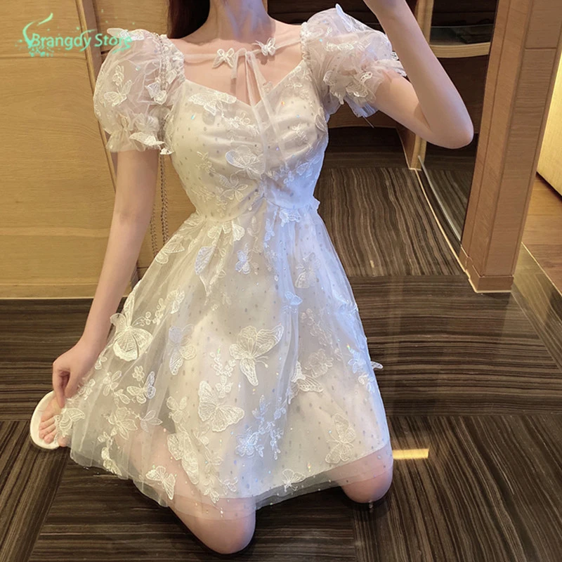 2021Cotagecore Kawaii Harajuku Casual Skirt Isinbobo Aesthetic Cute Kobieta Sukienka Vestidos De Verano Dress