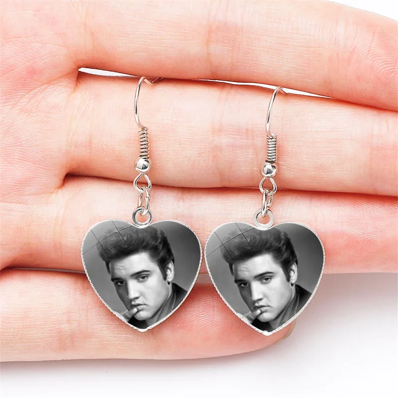 FIMAODZ модные серьги Elvis для женщин фанатов рок звезды певицы фото стекло кабошон