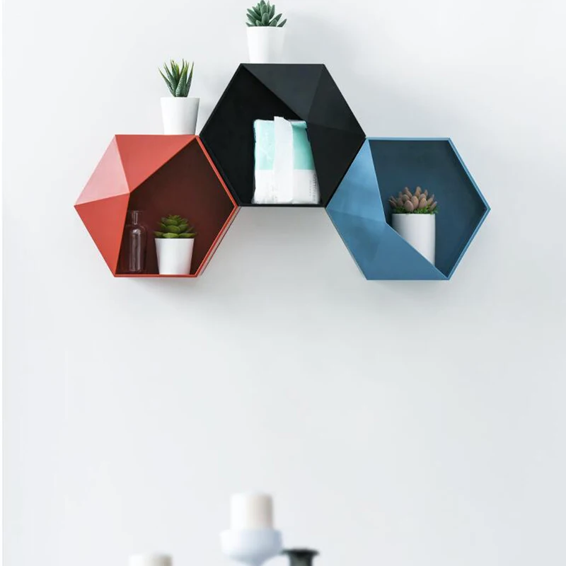 

Living Room Wall-Mounted Geometric Punch-Free Wall Decoration Bathroom Shelf Living Room Decoration Storage Rack