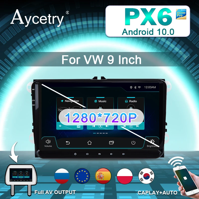 Автомагнитола для Volkswagen/VW Skoda Octavia golf passat jetta polo Android 10 2din GPS аудио видео плеер