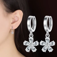 girls lovely small hoop earrings tiny huggies with romantic flower pendants aaa zirconia stone dangle earring for women gifts