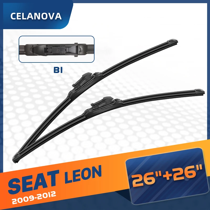 

CELANOVA Car Windshield Wiper Blade For SEAT LEON MK2 2009-2012 26"+26" Frameless Windscreen Rubber wipers