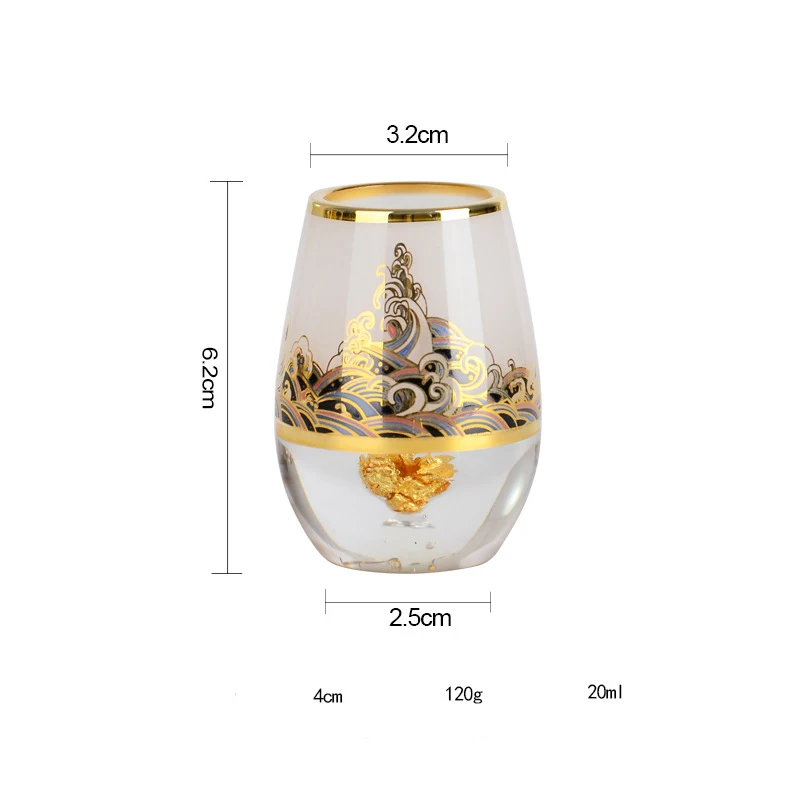 

Gold Foil Luxury Liquor Glass Set Home Wine Dispenser Small Wine Cup Gift Personality Chinese Spirit Cup Gift Box Shot Glasses