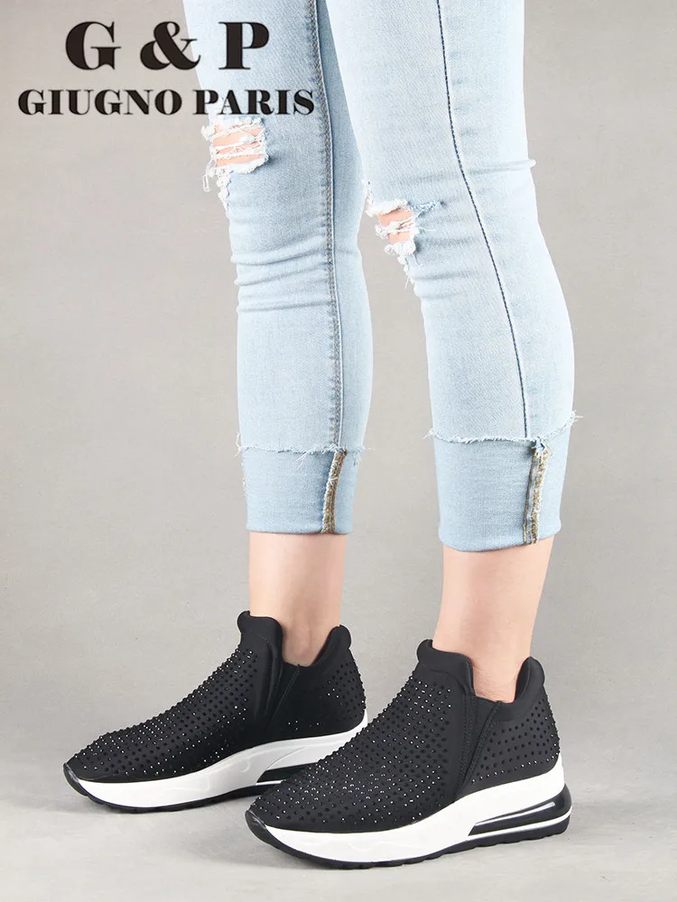 Leather Insole Women Sneakers Blingbling Platform Mesh Shoes Luxury Design Casual Chunky Good Quality Authorized Italy Brand