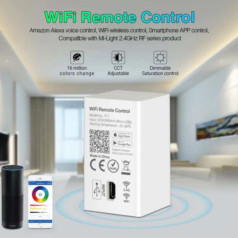 Mi.light YT1 WiFi Voice Remote Control DC5V USB Smart 4G IOS Android APP Controller for 2.4GHz RGB CCT RGBW LED Strip Light Bulb | Лампы и