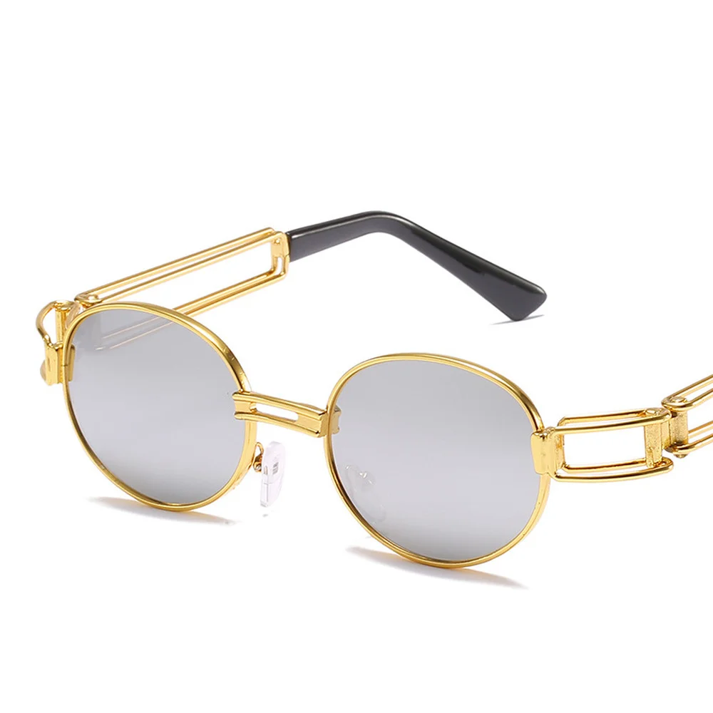 

2022 Steampunk Metal Oval Sunglasses Women Men Vintage Brand Designer Punk Sun Glasses Side Hollow Out UV400 Lentes De Sol Mujer