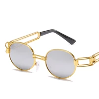 2022 steampunk metal oval sunglasses women men vintage brand designer punk sun glasses side hollow out uv400 lentes de sol mujer