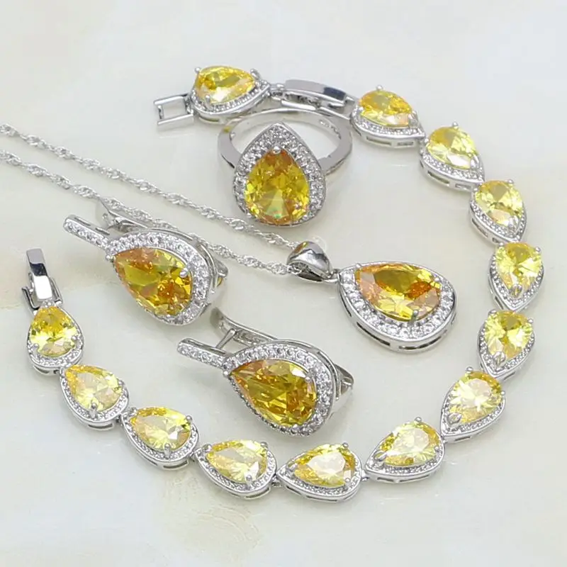 Ювелирные изделия из серебра 925 пробы жёлтый кубический цирконий белый циркон