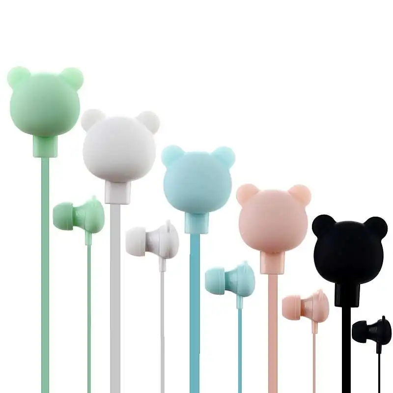 

Candy Color Bear Earphones 3.5mm Stereo Headset Bass Earphone Earplugs With Mic For Samsung Xiaomi iPhone Kid Girls Gifts