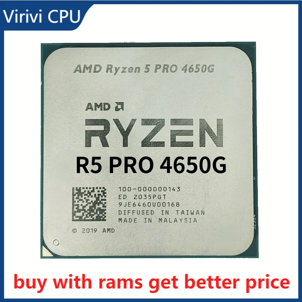 

Процессор AMD Ryzen 5 PRO 4650G R5 PRO 4650G 3,7 ГГц шестиядерный двенадцатипоточный 65 Вт ЦПУ процессор L3 = 8M 100-000000143 разъем AM4 без вентилятора