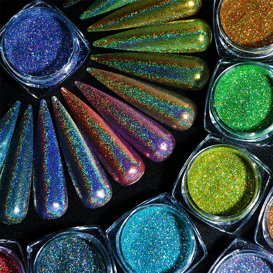 1 коробка лазерный блеск для ногтей голографический хромовый порошок хлопья