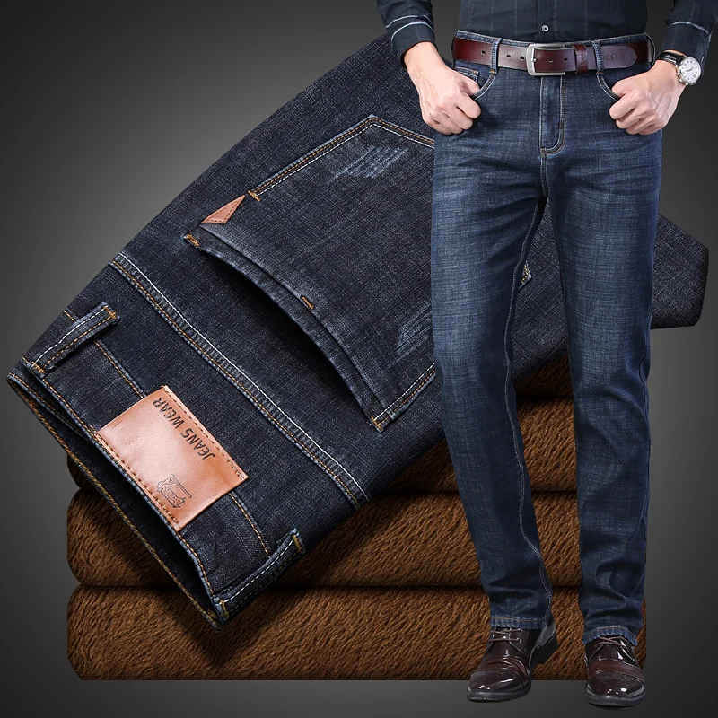 

Winter Jeans For Men Skinny Jean Homme Blue Black Denim Spijkerbroeken Heren Pants Biker Stretch Slim Fit Trousers Casual