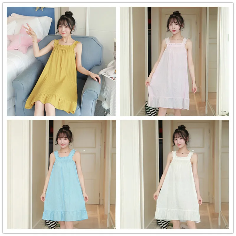 

Summer New Style Women's Nightdress Lovely Sweet Nightgown & Sleepstirts Korean Sling Skirt Home Clothes Sleepwear Nightwear