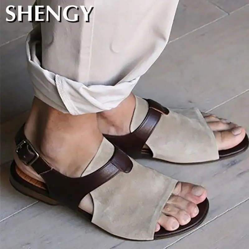 Сандалии мужские в римском стиле Повседневная пляжная обувь на плоской подошве