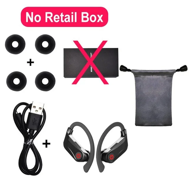Black add bag Мощность HBQ Pro TWS Bluetooth 5,0 беспроводные наушники 6D стерео спортивные наушники с Ушными крючками водонепроницаемые наушники с дисплеем питания HBQ Q62 - Цвет: Black add bag