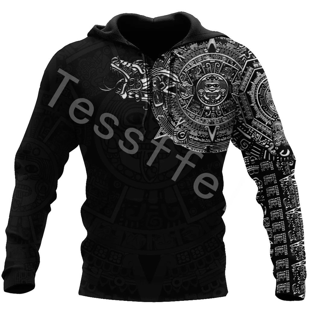 Tessvel-Sudadera con capucha y cremallera para hombre y mujer, suéter con estampado 3D de Guerrero Azteca, estilo Harajuku, informal, Unisex, Style-A9