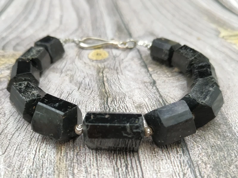 Застежка разделитель браслета из черного турмалина пирита YA4012 | Украшения и