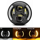 7-дюймовая круглая светодиодная фара для автомобиля и мотоцикла 40 Вт 60 Вт дальнийближний свет белый (янтарный) DRL гало кольцо Угловые глаза для Wrangler Suzuki VAZ 2101