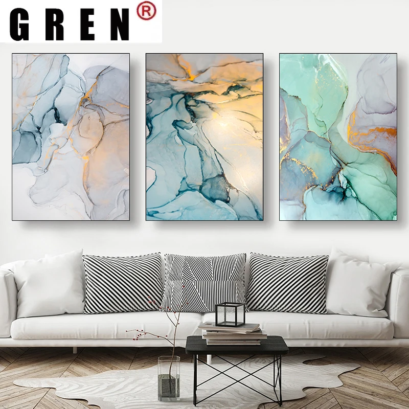 

GREN Abstract Colorful Stones Pattern Poster Canvas Modern Spray Painting Wall Art Pictures Living Room Bedroom Home Decoration