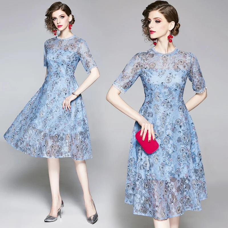 

Новое летнее женское платье European Station, новое платье с коротким рукавом и принтом Eurolace