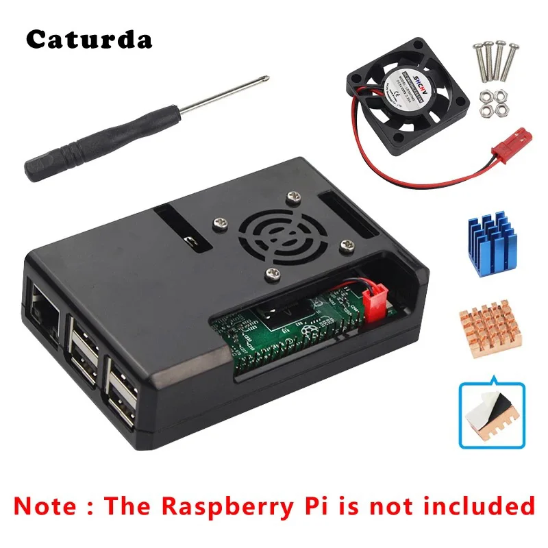 Чехол для Raspberry Pi 3 ABS Box Carcasa 3B корпус + охлаждающий вентилятор теплоотвод Pi3 B
