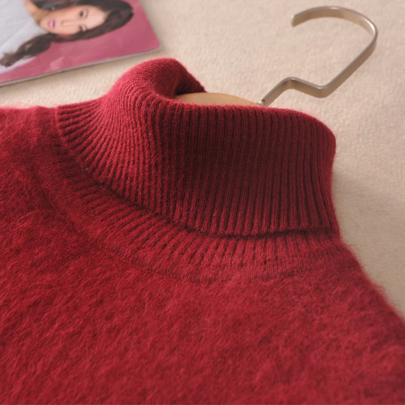 

Hot Sale Women Sweaters 100% Pure Mink Down Yarn Knitted Pullovers 12Colors 2020 Winter New Female Long Hair Cashmere Tops