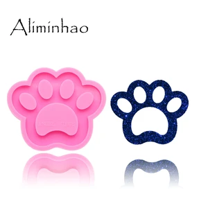 DY0129 блестящие силиконовые формы в виде медвежьей лапы, DIY формы для ювелирных изделий, силиконовые формы для брелоков из эпоксидной смолы для брелоков, изготовленные на заказ