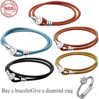 sell 100 true 925 sterling silver leather shrinkage bead bracelets for women fit original glamour bracelets with diy high quali