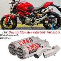 for ducati monster 696 695 795 1100 exhaust pipe slip on hypermotard 796 motorcycle mid pipe 51mm left right muffler escape moto